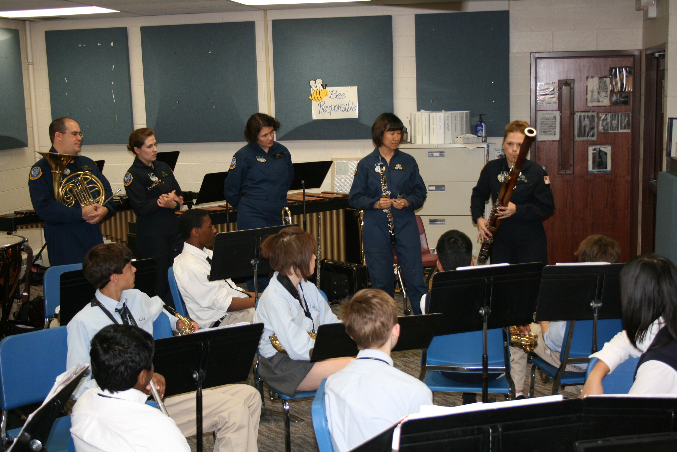 Rampart Winds From The United States Air Force Academy Band Gives A Masterclass To Students From Detroit Country Day School In Beverly Hills Michigan
