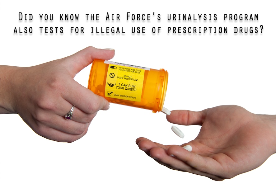 MOODY AIR FORCE BASE, Ga. -- Did you know the Air Force’s urinalysis program also tests for illegal use of prescription drugs? The use of illegal drugs and other illicit substances is a violation of the Uniform Code of Military Justice, and results from a positive test may be used for administrative actions and discharges. (U.S. Air Force illustration/Staff Sgt. Jamal D. Sutter)(RELEASED)