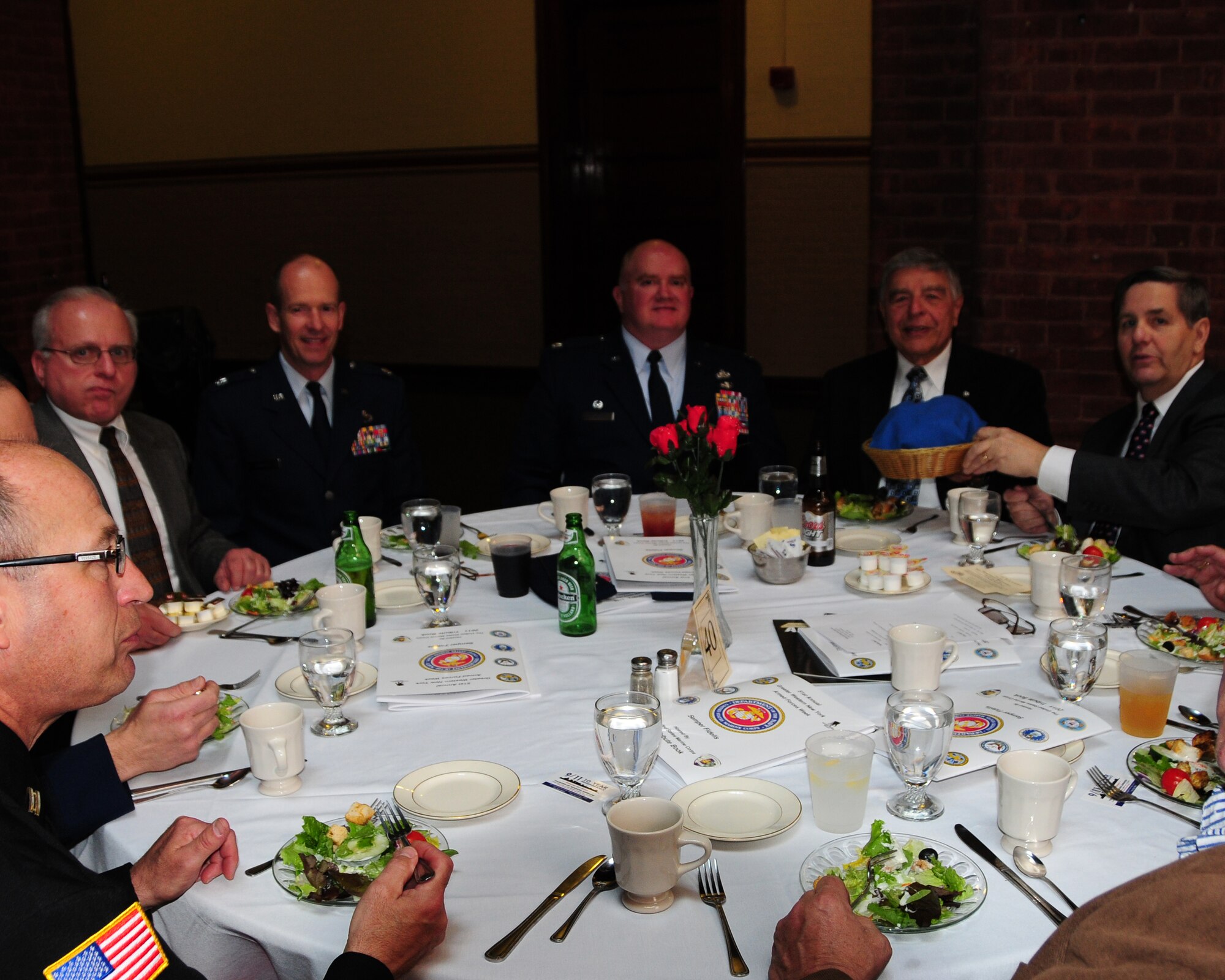 BUFFALO, N.Y.-Members of the 914th and 107th Airlift Wings, federal, state and  local law enforcement agencies, as well as U.S. and Canadian veterans and civic leaders gathered for the 51st Greater Western New York Armed Forces Week Luncheon at the Connecticut Street Armory to hear guest speaker Marine Corps Brigadier General Steven W. Busby. (U.S. Air Force Reserve photo by Peter Borys)