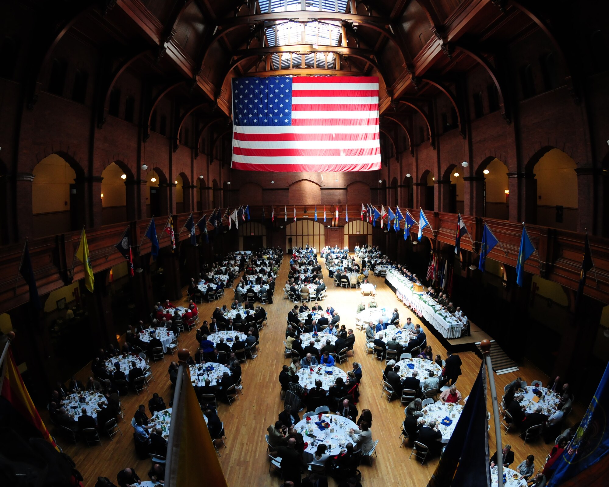 BUFFALO, N.Y.-Members of the 914th and 107th Airlift Wings, federal, state and  local law enforcement agencies, as well as U.S. and Canadian veterans gathered for the 51st Greater Western New York Armed Forces Week Luncheon at the Connecticut Street Armory to hear guest speaker Marine Corps Brigadier General Steven W. Busby. (U.S. Air Force Reserve photo by Peter Borys)