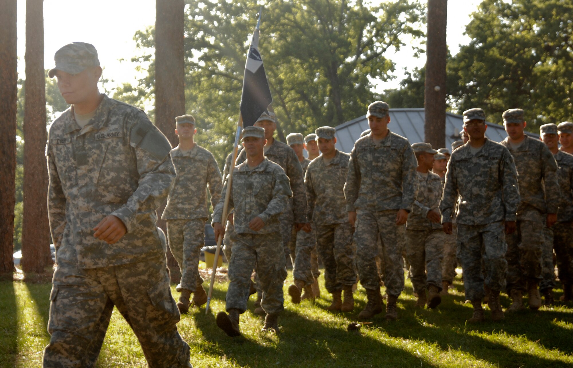 FORT BENNING, Ga.-- Students march toward the U.S. Army Ranger School graduation April 29 to officially receive the Ranger tab after completing the 61-day course. The three phases of the course are held in a variety of environments, including mountains and a coastal swamp area. (U.S. Air Force photo/Airman 1st Class Brigitte N. Brantley-Sisk)(RELEASED)