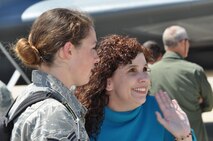Airmen of the 916th Air Refueling Wing are welcomed home by their families upon their return in supporting operations over Libya. (USAF photo by Maj. Shannon Mann, 916ARW/PA)