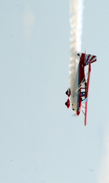 Aviator Gary Boucher performs for crowds during the 2011 Defenders of Freedom Air Show at Barksdale Air Force Base, La., May 7. Mr. Boucher, an associate professor in the department of chemistry and physics at Louisiana State University Shreveport, performs at air shows in his spare time. (U.S. Air Force photo/Senior Airman Joanna M. Kresge)
