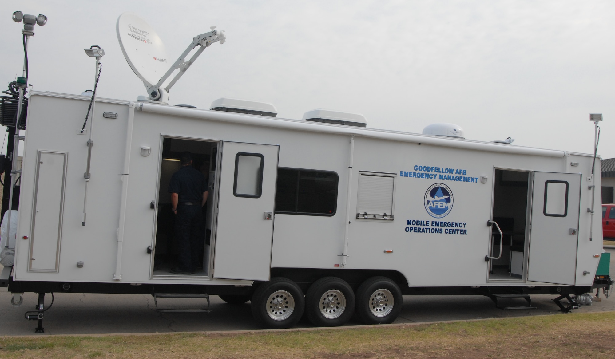 The Goodfellow Mobile Emergency Operations Center, whose purpose is to provide the Incident Commander with an Emergency Operations Center on scene and to support long-term operations. (U.S. Air Force photo/ Senior Airman Anne Gathua) 