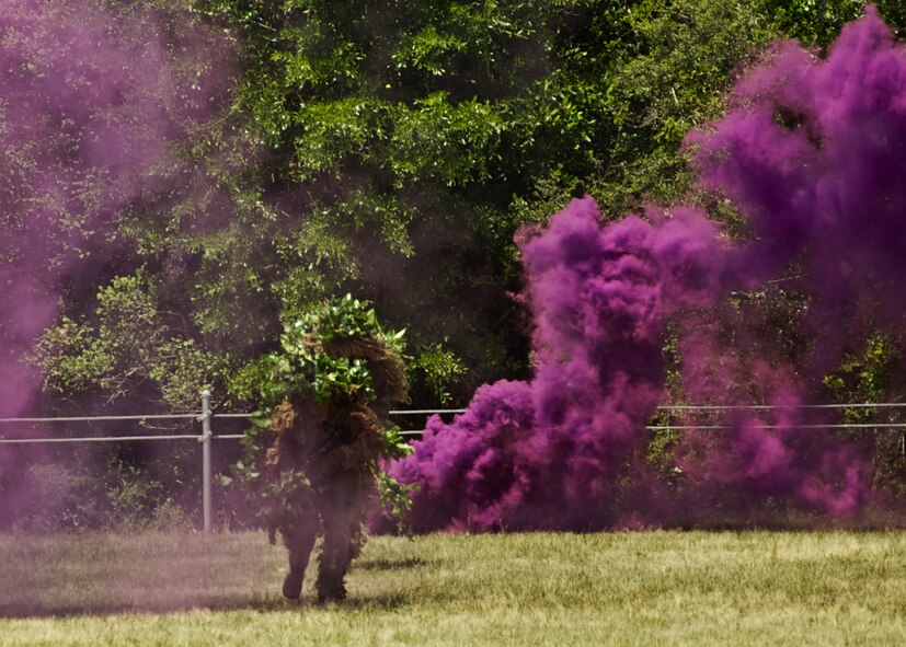 Army Rangers participate in a down pilot demonstration at the 6th Ranger Training Battalion's 60th anniversary open house May 7. Thousands of visitors came out to shoot military weapons, get their faces painted and watch Army Ranger training demonstrations. Proceeds raised by the open house were donated to the Emerald Coast Fisher House. (U.S. Air Force photo/Sachel Seabrook)