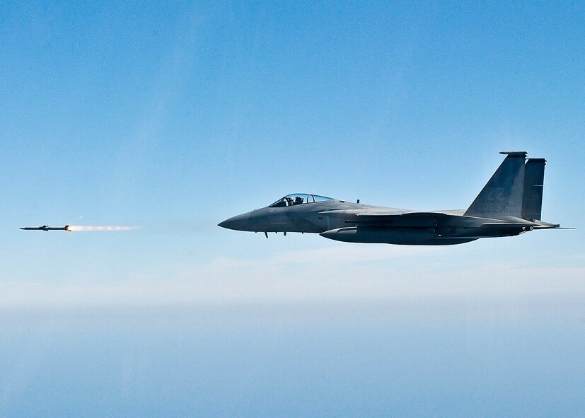 An F-15C Eagle from the 44th Fighter Squadron fires an AIM-120 missile during a Combat Archer mission at Tyndall Air Force Base, Fla., May 5. Combat Archer, an air-to-air weapons system evaluation program maintained by the 83rd Fighter Weapons Squadron.  The WSEP program is used to evaluate the effectiveness and suitability of combat air force weapon systems. The evaluations are accomplished during tactical deliveries of fighter, bomber and unmanned aerial system precision guided munitions, on realistic targets with air-to-air and surface-to-air defenses. For many of the aircrew participating in WSEP, it is the first time employing live weapons. This provides a level of combat experience many units face during combat. (U.S. Air Force photo/Tech. Sgt. John Hoffmann) 