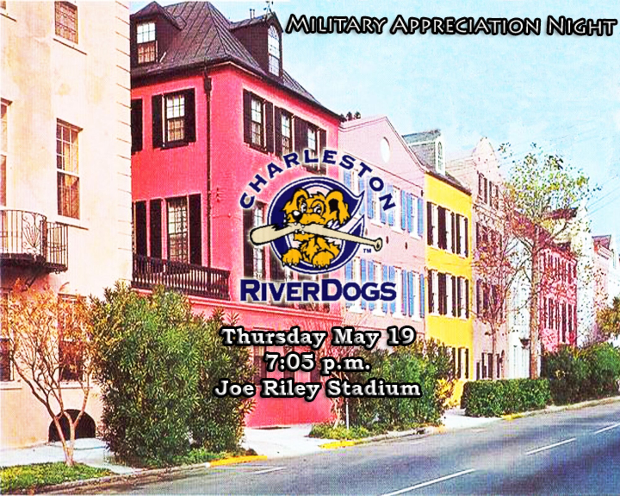 Reservists, retirees, DoD civilians and dependents are invited to attend Military Appreciation Night for the Charleston Riverdogs Thursday May, 19 at 7:05 p.m. at Joe Riley Stadium. 