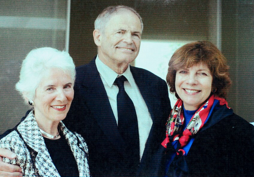 This copy of a photo is of the three "Holocaust babies." Eva Clarke, left, had originally thought she was the only baby born on the coal truck (one of many carriages on a train), but just over a year ago, she found out that four other women had also been pregnant at the same time as her mother. The women all had to sign papers to say their babies would be taken from them as soon as they were born, to be euthanized. But two of those babies escaped that horror, and survived. They were both born on the same train as Eva, just a few days earlier. Those other two babies were Mark Olsky, born April 20, 1945, and Hannah Berger-Moran, born April 12, 1945, both pictured here with Eva. The three met for the first time in Mauthausen, Austria, in 2010. "We spent almost the whole weekend in tears," Eva said. (Courtesy photo)
