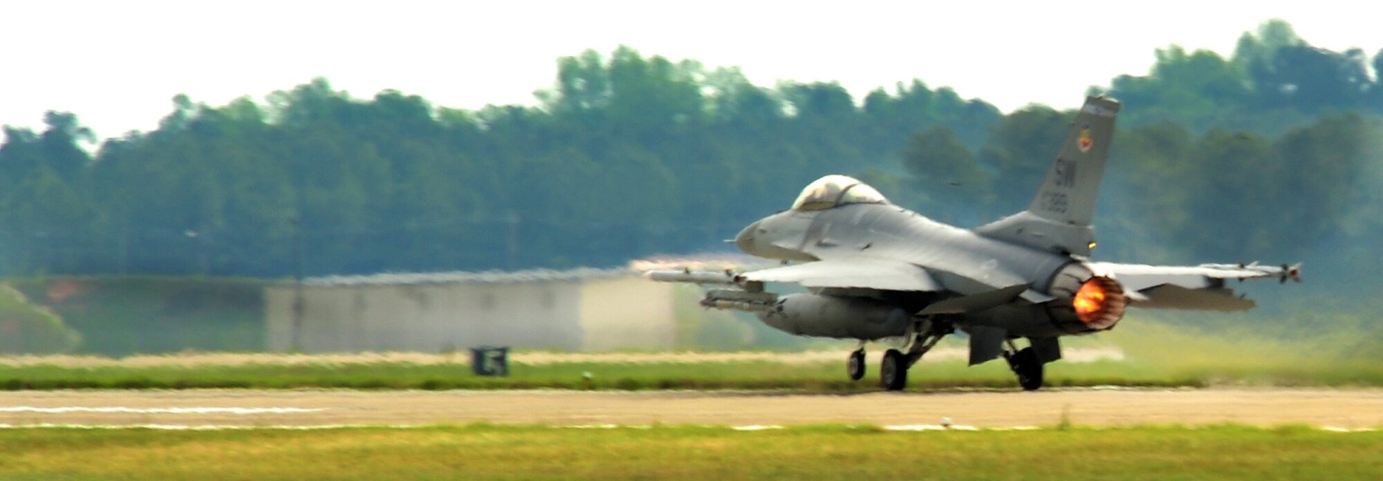 110506-F-6838W-091
SHAW AIR FORCE BASE, S.C. -- Captain Jared Burris, 77 Fighter Squadron assistant chief of training, takes flight for the last alert scramble here May 6, 2011. Shaw's 20th Fighter Wing alert facility has guarded the East Coast since Sept. 11, 2001 through Nov. 15, 2003, and Aug. 1, 2006 through May 9, 2011 (U.S. Air Force photo/Airman 1st Class Neil D. Warner) (Released)

