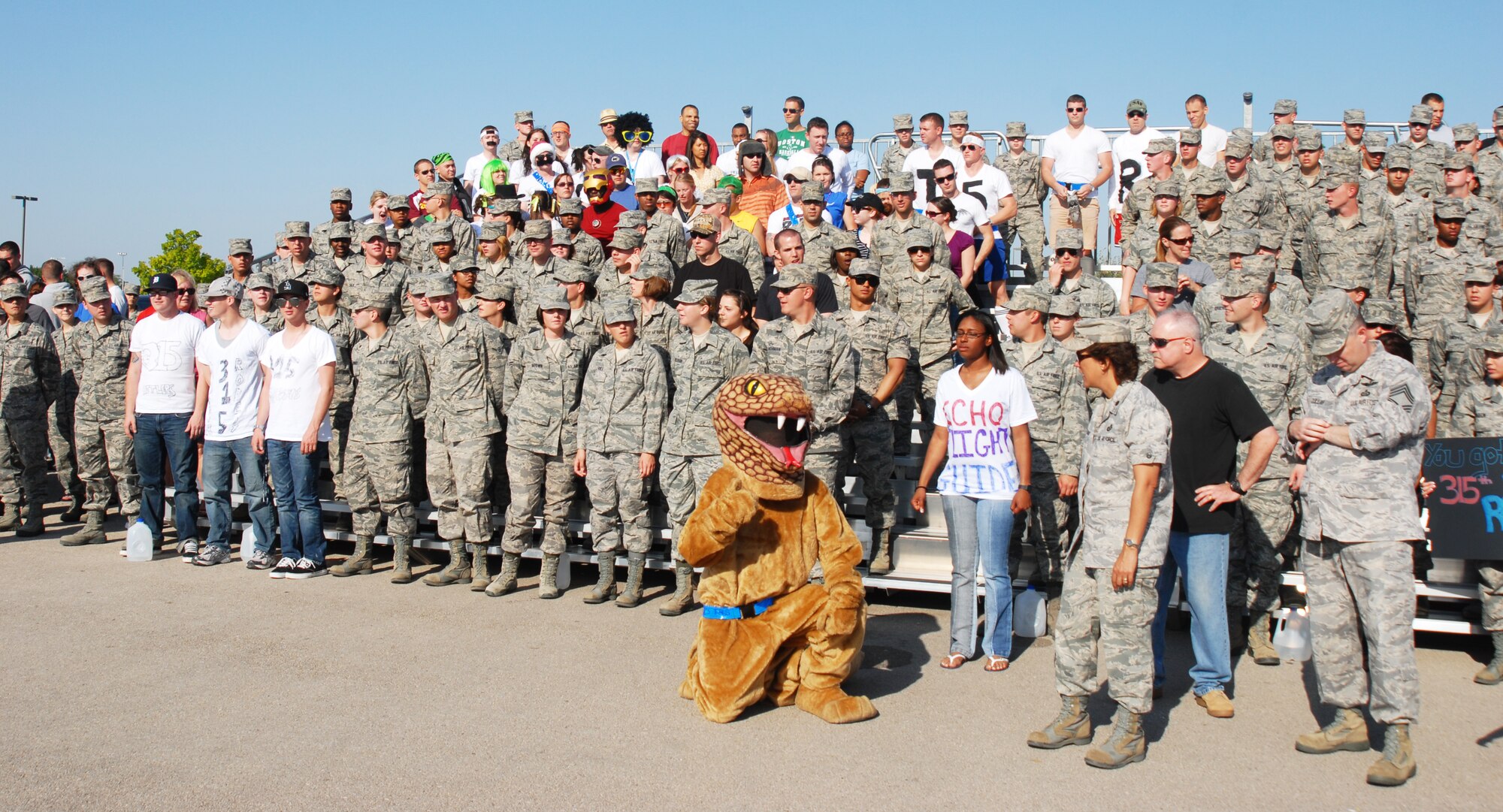 GOODFELLOW AIR FORCE BASE, Texas -- The 315th Training Squadron mascot poses for the camera at the drill competition, May 7, 2011.(U.S. Air Force photo/Airman 1st Class Michael Smith)
