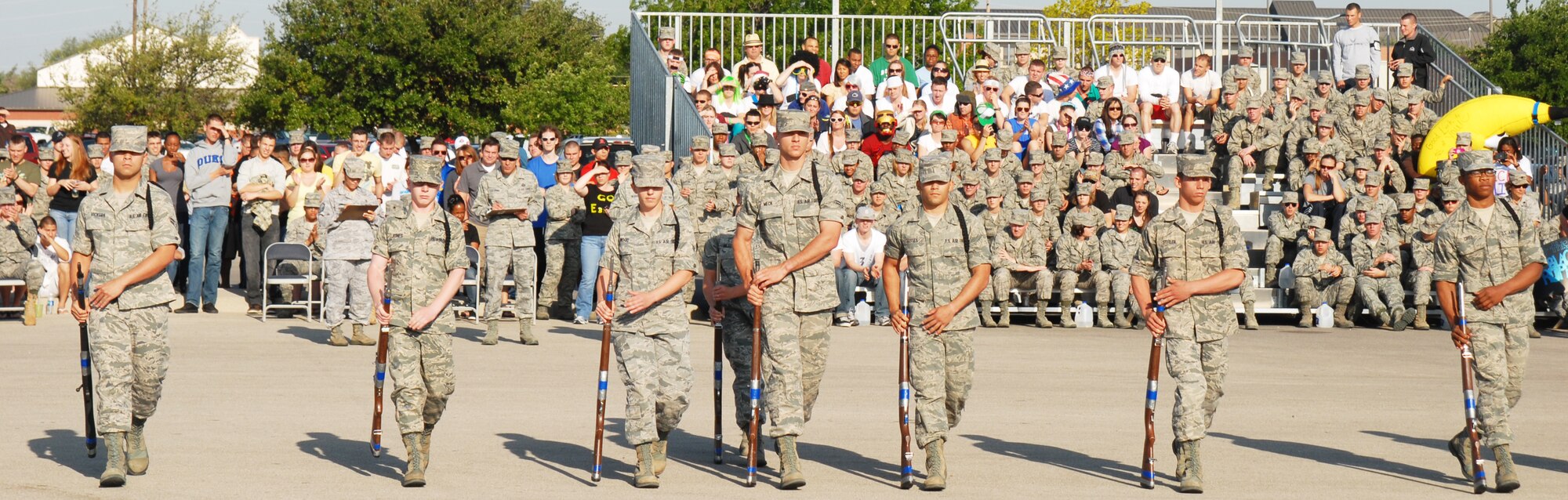 GOODFELLOW AIR FORCE BASE, Texas -- The 316th Training Squadron drill team perform their exhibiton routine at the drill competition, May 7, 2011. The 316 TRS won the exhibition portion of the drill competition.(U.S. Air Force photo/Airman 1st Class Michael Smith)
