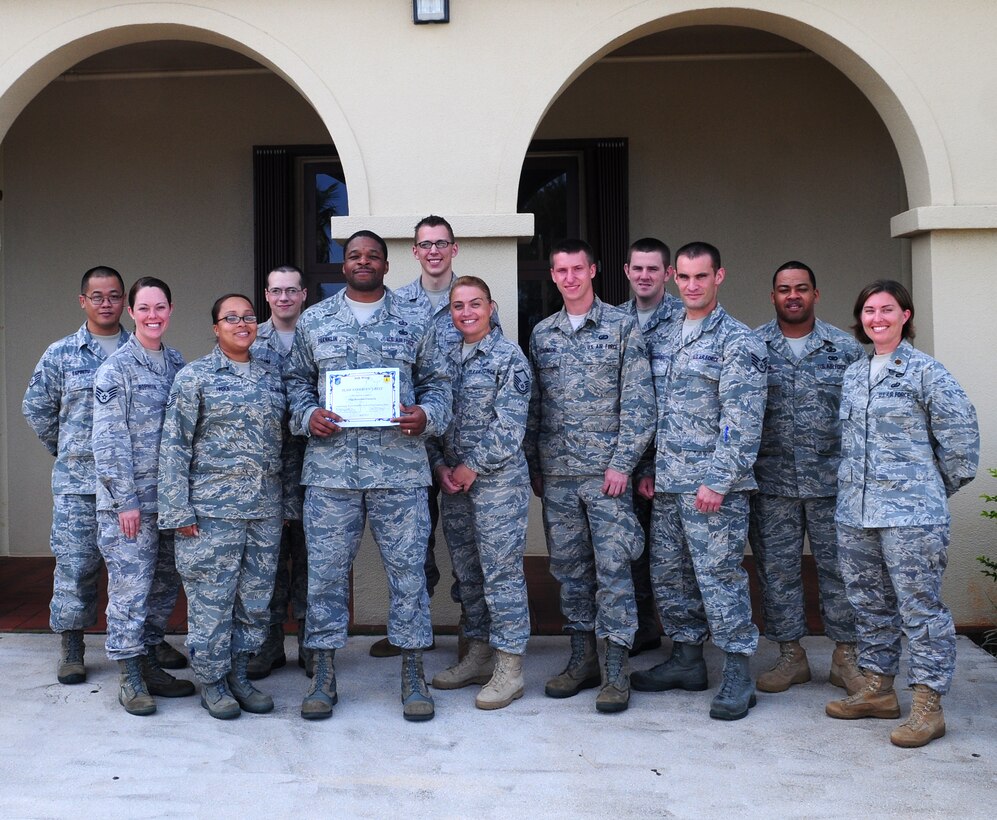 Tech. Sgt. Brandon Franklin, 36th Comptroller Squadron noncommissioned  officer in charge of the Financial Services Flight, was awarded Andersen's Best here May 5. (U.S. Air Force photo/Staff Sgt. Jamie Powell)