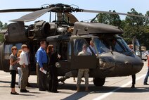 The Georgia National Guard displayed a UH-60 Blackhawk helicopter for students and parents to look over while attending Academy Day 2011 at Dobbins ARB, May 7.  (U.S. Air Force photo/ Brad Fallin)