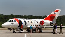 The US Coast Guard brought in an HU-25 Falcon surveillance aircraft for students and parents to look over while attending Academy Day 2011 at Dobbins ARB, May 7.  (U.S. Air Force photo/ Brad Fallin)