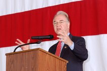 The Honorable Tom Price, Georgia's 6th district Congressman speaks to the students and parents assembled for Academy Day 2011 at Dobbins ARB, May 7.  (U.S. Air Force photo/ Brad Fallin)