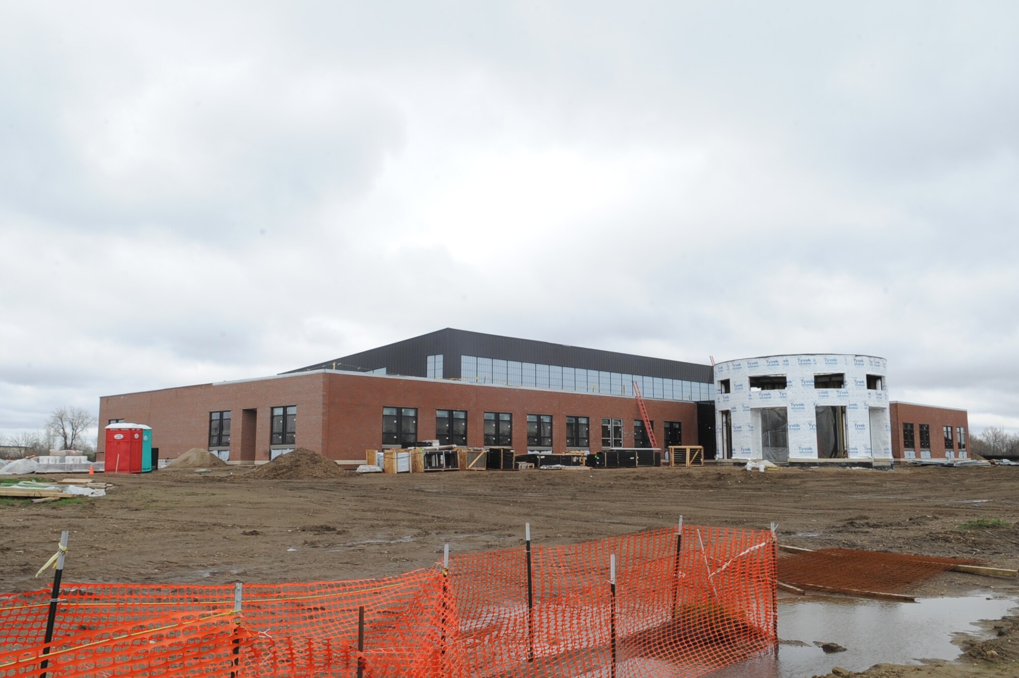 MINOT AIR FORCE BASE, N.D. -- Construction here May 11, includes the new training facility for the 91st Missile Wing and is nearly completed. It is projected to be finished in September. Construction projects like this help foster a better quality of life for airmen here. (U.S. Air Force photo/Airman 1st Class Aaron-Forrest Wainwright)
