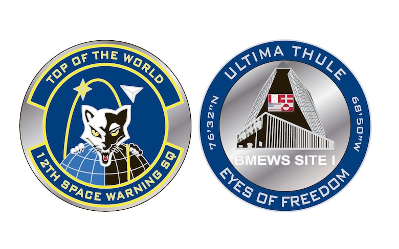 The 12th Space Warning Squadron’s new booster club coin, designed by Staff Sgt. Jeff Roberts, 12th SWS crew chief, was made to promote a positive image for the unit and reflect the professional culture its unit practices. (Courtesy graphic)