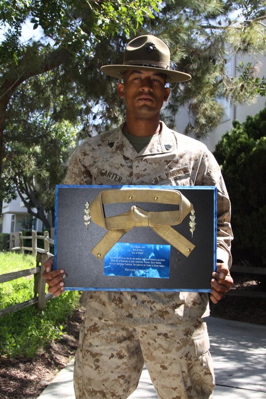Sgt. Kenneth Carter II, a 1st Recruit Training Battalion drill instructor, was inducted into the Martial Arts Hall of Fame April 30 during a ceremony in Los Angeles. He was inducted for being awarded instructor of the year by the Hall of Fame due to his dedication to training civilians and military members in various forms of martial arts.