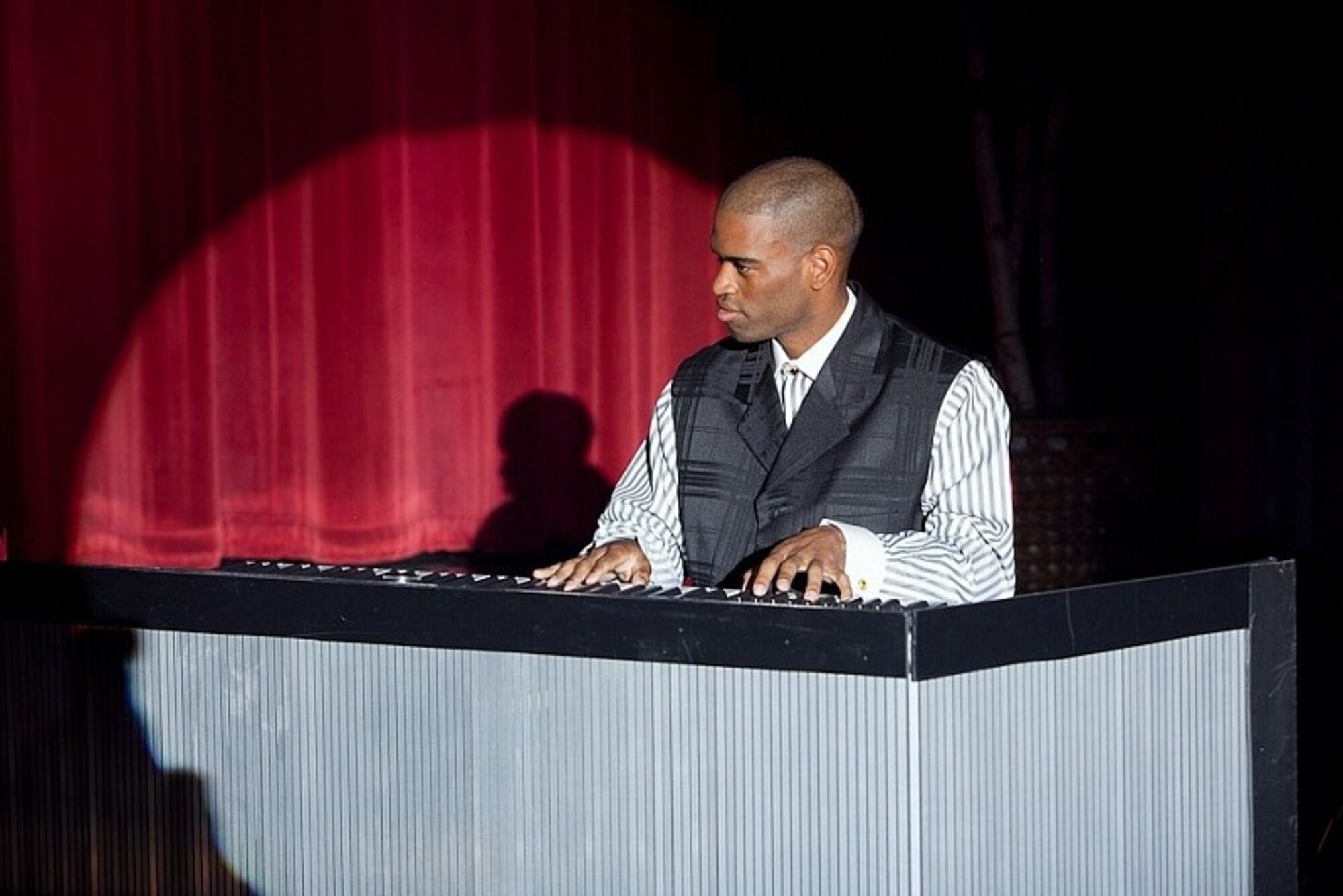 GOODFELLOW AIR FORCE BASE, Texas-- Senior AirmanChadwick McGuire,17th Training Support Squadron, auditions for Tops in Blue, the Air Force's amateur traveling entertainment group, December 2010. (courtsey photo) 