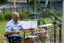 NERIMA CITY, Japan -- Senior Airman Freddie Cruz, Pacific Trends percussionist, performs at the Japan Ground Self-Defense Force Public Information Center, Nerima City, Japan, May 8, 2011. The band held the concert to show their support for those affected by the 9.0-magnitude earthquake and subsequent tsunami that occurred March 11, 2011. (U.S. Air Force photo/Airman John Partlow)