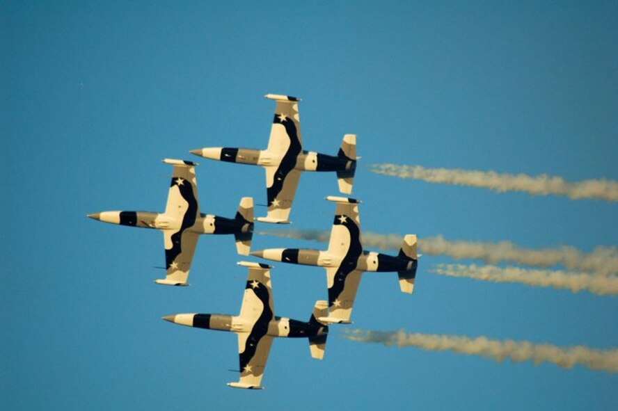 Heavy Metal performs during the Twighlight Show portion of the 2011 Defenders of Liberty Air Show at Barksdale Air Force Base, La., May 7-8. The Twightlight Show was a special performance for members of the base and their families to enjoy. (courtesy photo by Mrs. Nichola Davis, wife of Tech. Sgt. Steven Davis, 608th Strategic Operations Squadron, C2 element console operations, NCO-in-charge)