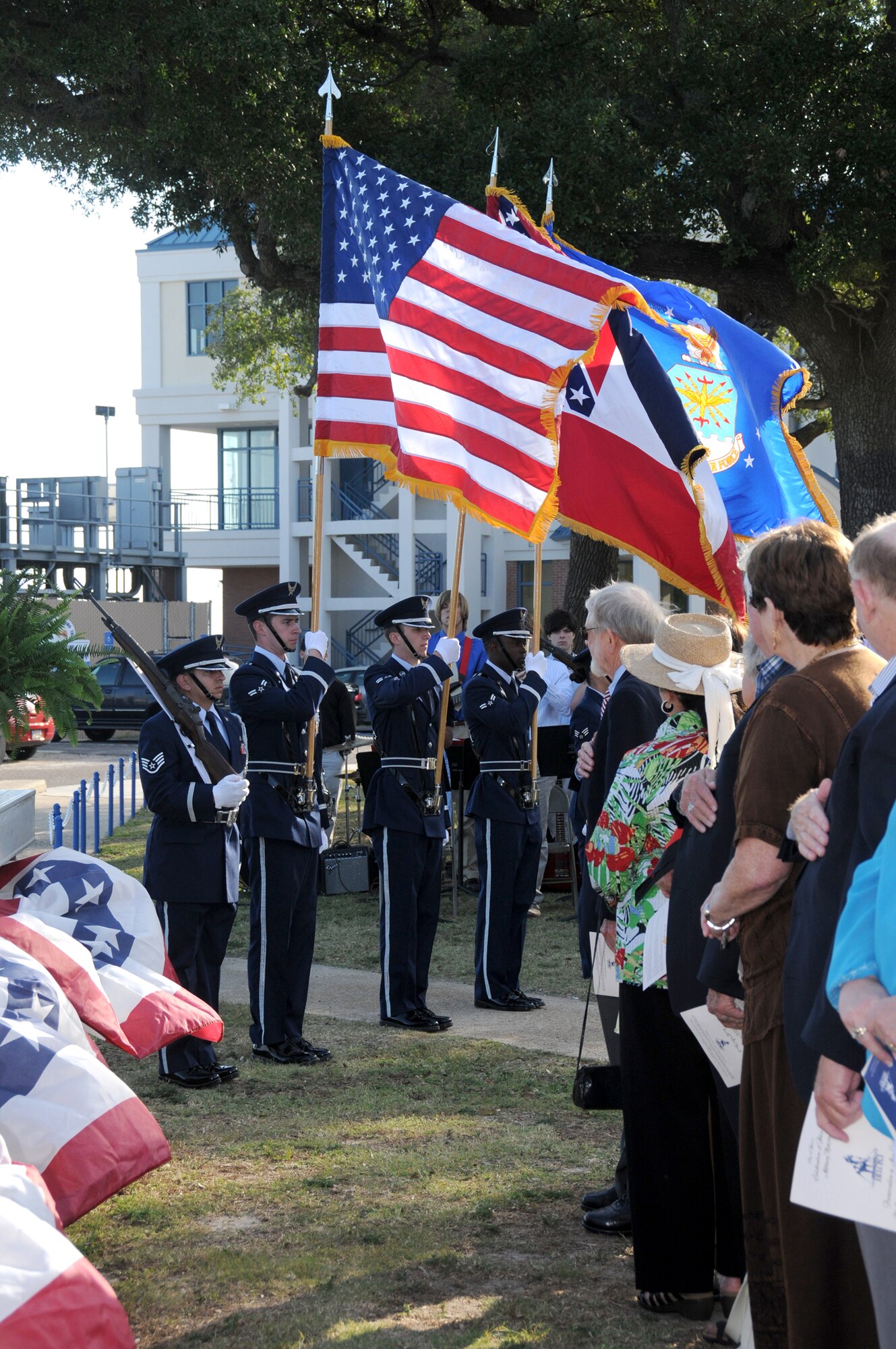 The Keesler Honor Guard presents the colors at the event, part of the city’s
Preservation in May series.  (U.S. Air Force photo by Kemberly Groue)