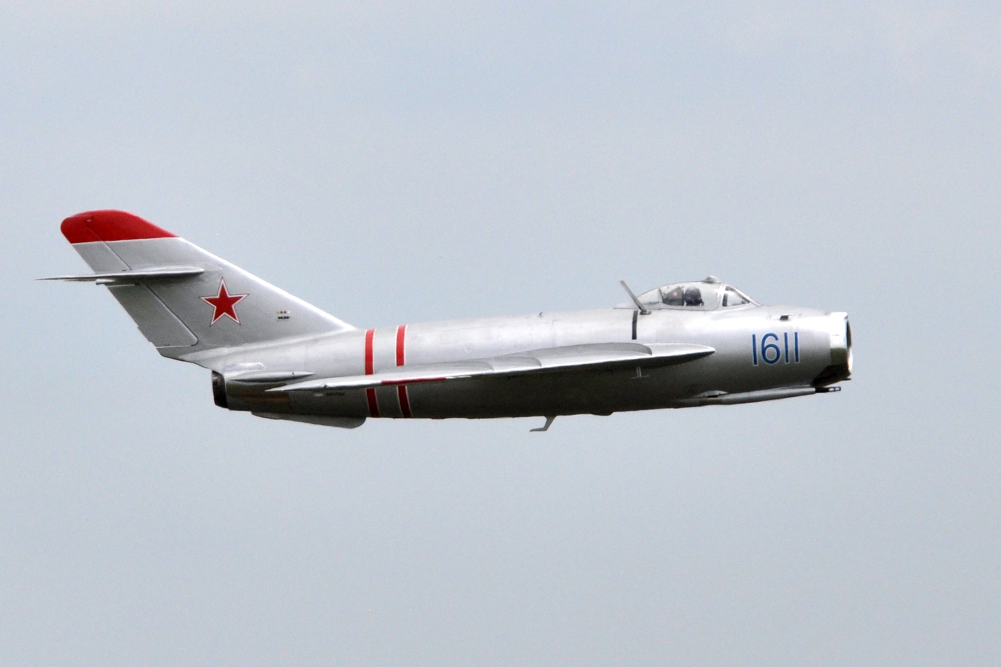 Randy Ball from Tyler, Texas, flies his Russian MiG-17 at the 2011 Defenders of Liberty Air Show at Barksdale Air Force Base, La., May 8, 2011. Both the 307th Bomb Wing and 917th Fighter Group provided static displays for the air show. (U.S. Air Force photo/Tech. Sgt. Jeff Walston)