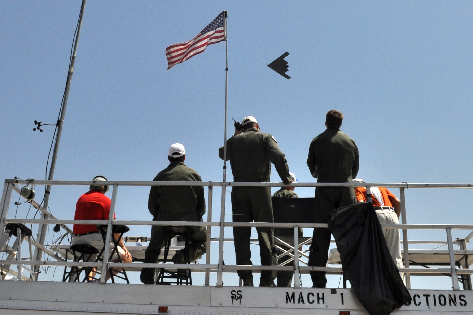 The “Spirit of Indiana” a B-2 Stealth Bomber, makes a pass in front of the crowd at the 2011 Defenders of Liberty Air Show at Barksdale Air Force Base, La., May 7, 2011. The B-2 is a low-observable, strategic, long-range, heavy bomber capable of penetrating sophisticated and dense air-defense shields. This particular B-2 is based out of Whiteman Air Force Base, Mo. (U.S. Air Force photo/Tech. Sgt. Jeff Walston)
