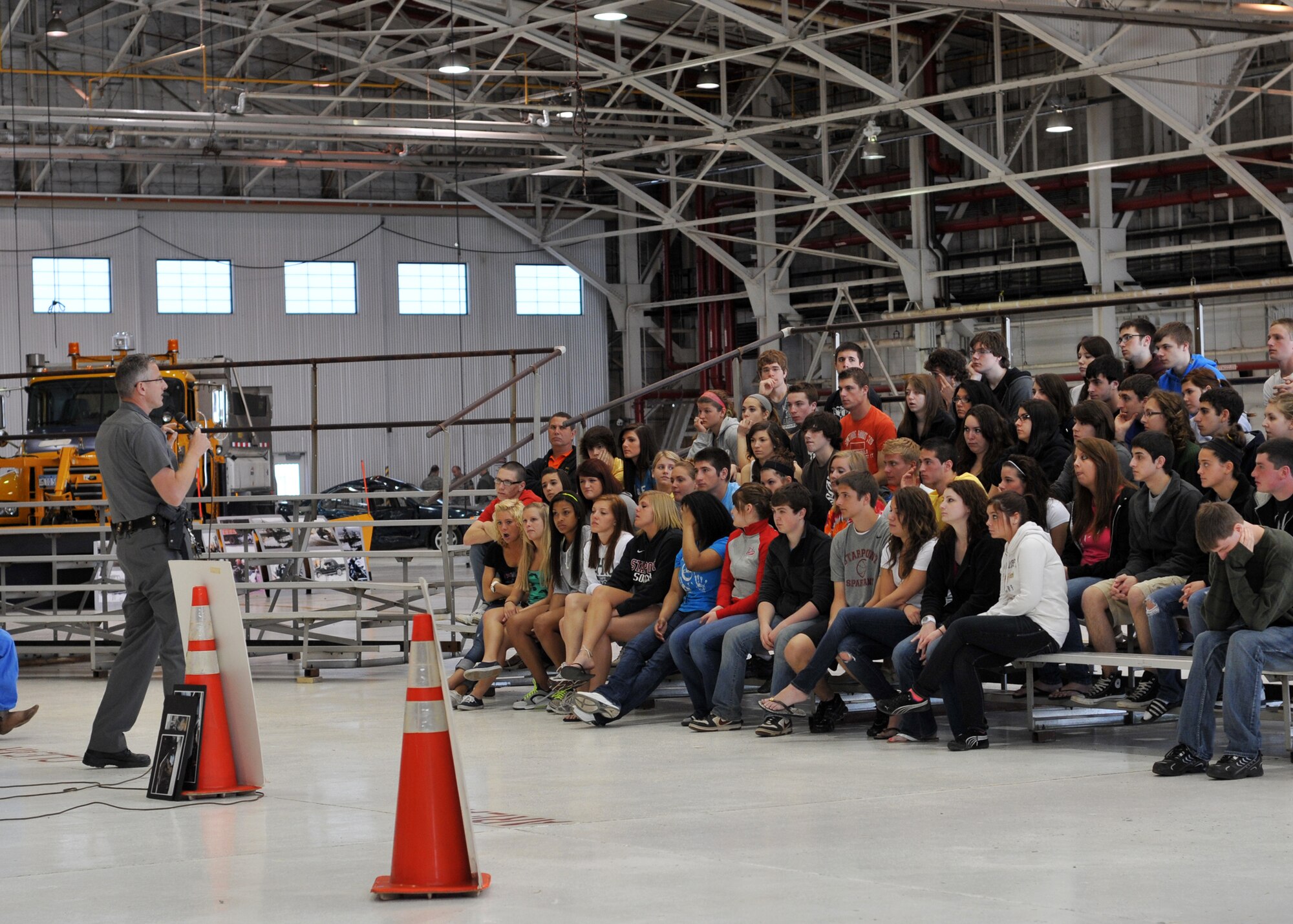 Local high school seniors attend the Niagara Regional Traffic Safety Program May 9-18, 2011 Niagara Falls Air Reserve Station, NY. Demonstrations held throughout the day educated students on numerous safety issues relating to teenage drivers. (U.S. Air Force photo by Staff Sgt. Joseph McKee)