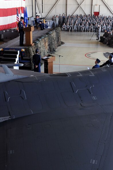 KUNSAN AIR BASE, Republic of Korea -- Lt. Gen. Jeffrey Remington gives his opening remarks during the 8th Fighter Wing’s change of command ceremony here May 13. General Remington is the Deputy Commander, United Nations Command Korea; Deputy Commander, U.S. Forces Korea; Commander, Air Component Command, Republic of Korea; U.S. Combined Forces Command; and 7th Air Force commander. (U.S. Air Force photo/Senior Airman Brittany Y. Bateman)