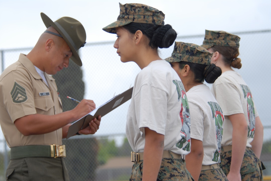 Marines from Marine Corps::r::::n::Recruit Depot San Diego were::r::::n::head inspectors May 14, during::r::::n::the San Diego Unified School::r::::n::District’s Junior Reserve Officer::r::::n::Training Corps’ final drill::r::::n::competition at Kearney High::r::::n::School.