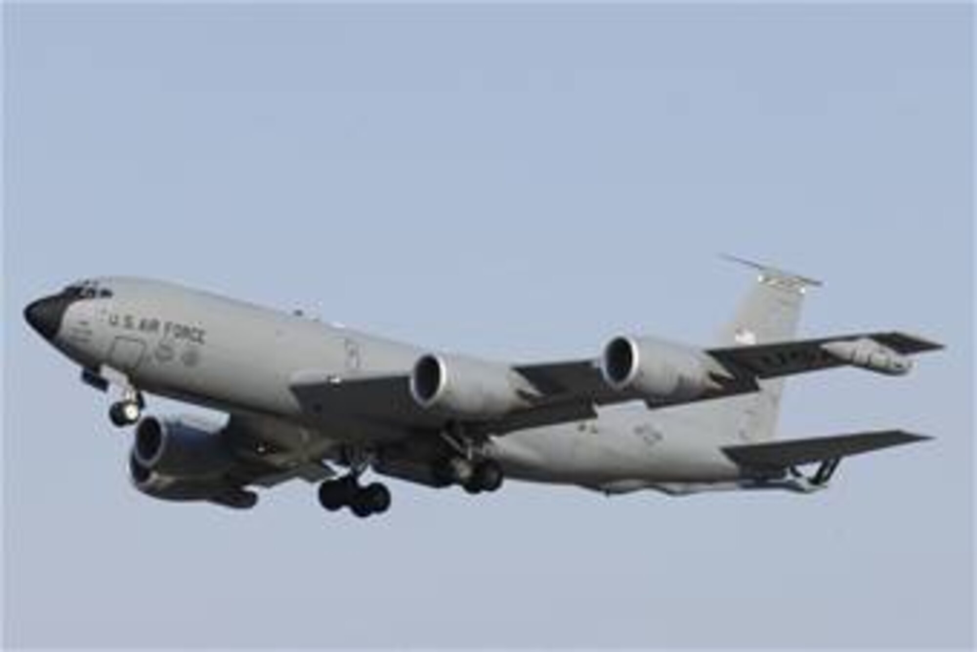 A KC-135 Stratotanker takes off from McConnell Air Force Base, Kan., for a training mission.  Members of McConnell AFB's 349th Air Refueling Squadron, flying the KC-135, have been named the best air refueling unit in the Air Force for the second time in three years.  (U.S. Air Force photo/Staff Sgt. Jamie Train)