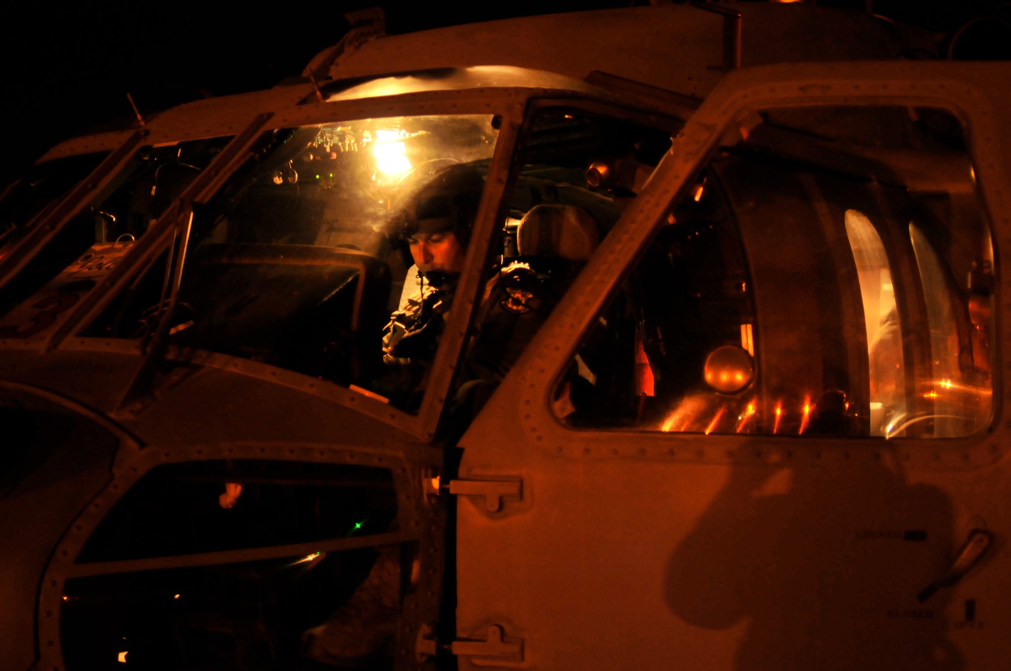 PATRICK AIR FORCE BASE, Fla. - Capt. Jayson Goetz, HH-60G Pave Hawk pilot, 920th Rescue Wing, preps for takeoff to secure the area beneath the launch path of Space Shuttle Endeavor May 16, 2011. Airmen from the 920th RQW are charged as the premier rescue force to respond to and rescue the astronauts prior to, and during lift of, of all manned spaceflights from nearby Kennedy Space Center here. (U.S. Air Force photo/Anna-Marie Wyant)