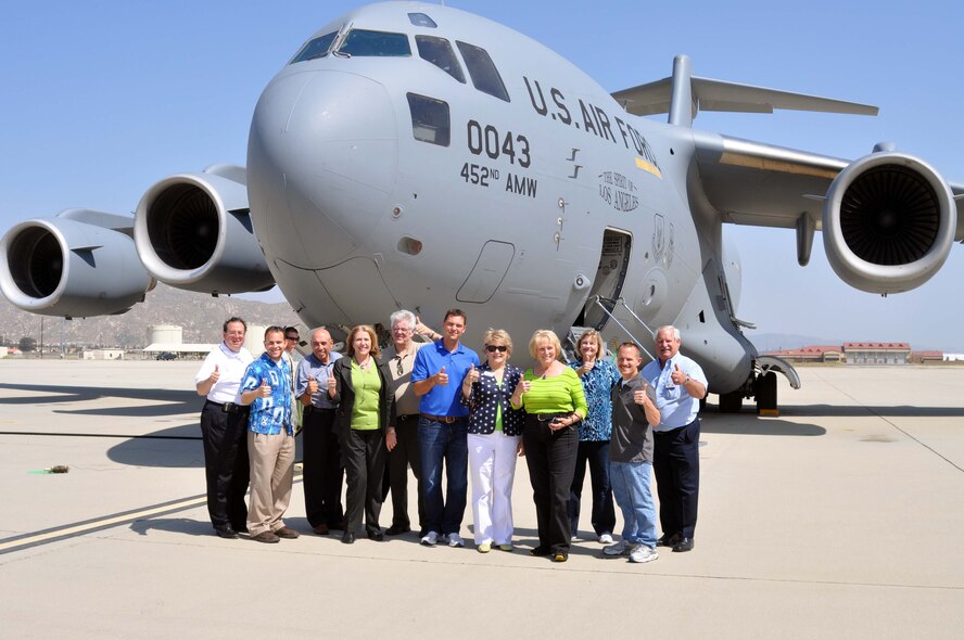 Members of the Leadership Corona 2011 class spend their graduation day on a tour of March Air Reserve Base, Calif., Friday, May 6.  The annual,year-long classes introduce business and community members to various themes in and around their county.  (U.S. Air Force photo/Linda Welz)
