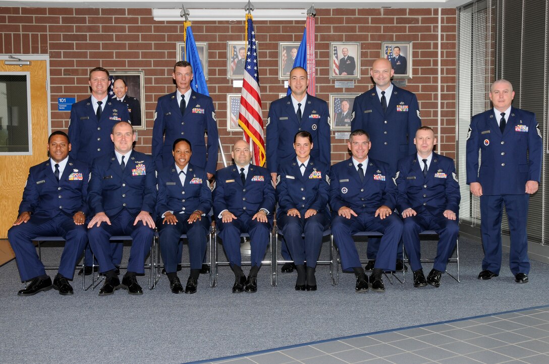 McGHEE TYSON AIR NATIONAL GUARD BASE, Tenn. - NCO Academy Class 11-4, H-Flight, gathers at The I.G. Brown Air National Guard Training and Education Center here, May 9, 2011.  (U.S. Air Force photo by Master Sgt. Kurt Skoglund/Released)