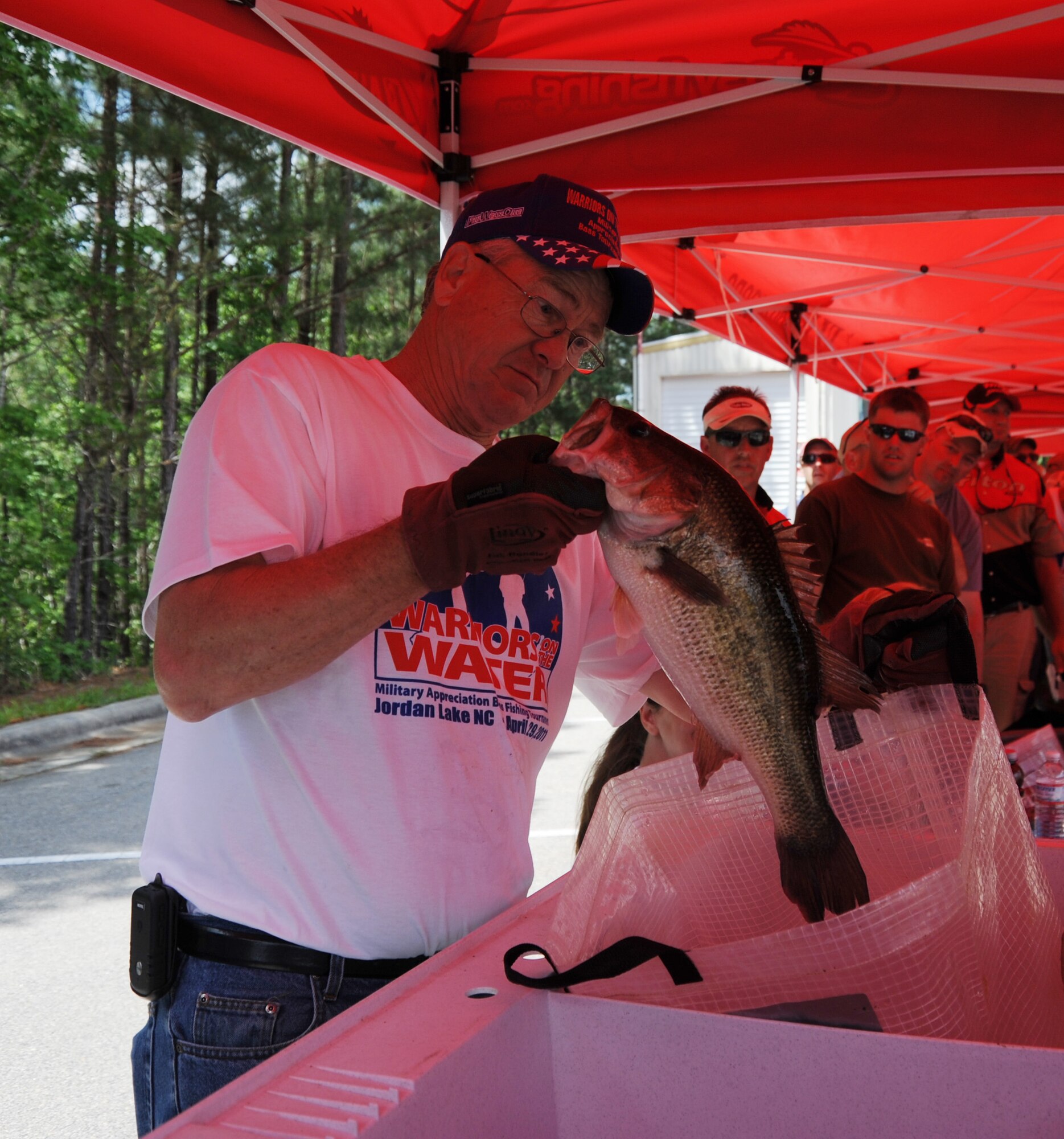 The bass were taking the lures during the 6th Annual Warriors on the Water Fishing Tournament at Jordan Lake, N.C. The winner of the event caught this 7 1/2 lb bass to take all prizes. (U. S. Air Force photo by Jerry Green)  