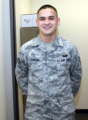 TRAVIS AIR FORCE BASE, Calif. -- Senior Airman Phillip Corona, 349th Force Support Squadron. (U.S. Air Force photo/Master Sgt. Robert Wade) 