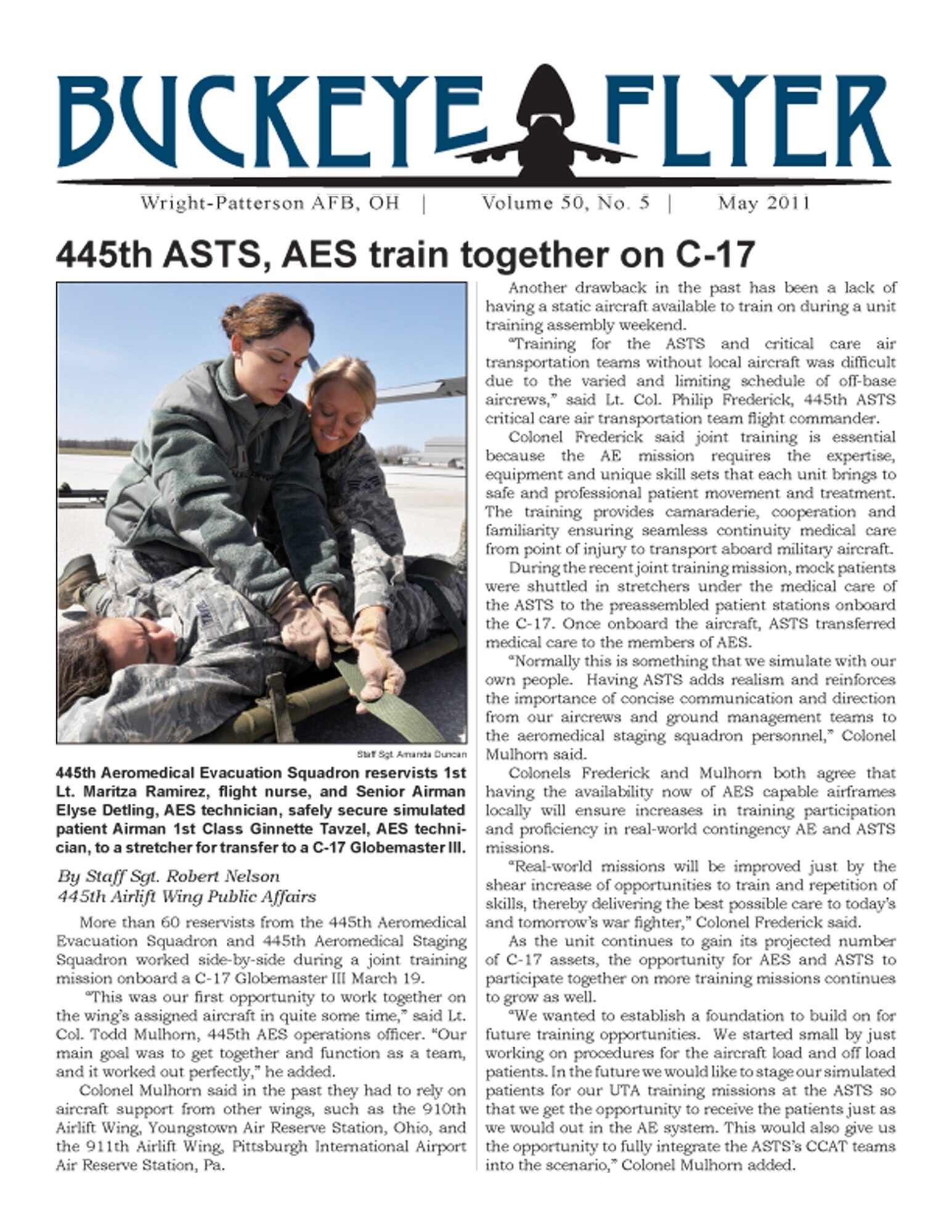 WRIGHT-PATTERSON AIR FORCE BASE, Ohio - The Buckeye Flyer is the official publication of the 445th Airlift Wing and includes eight pages of stories, photos and features. (U.S. Air Force photo) 
