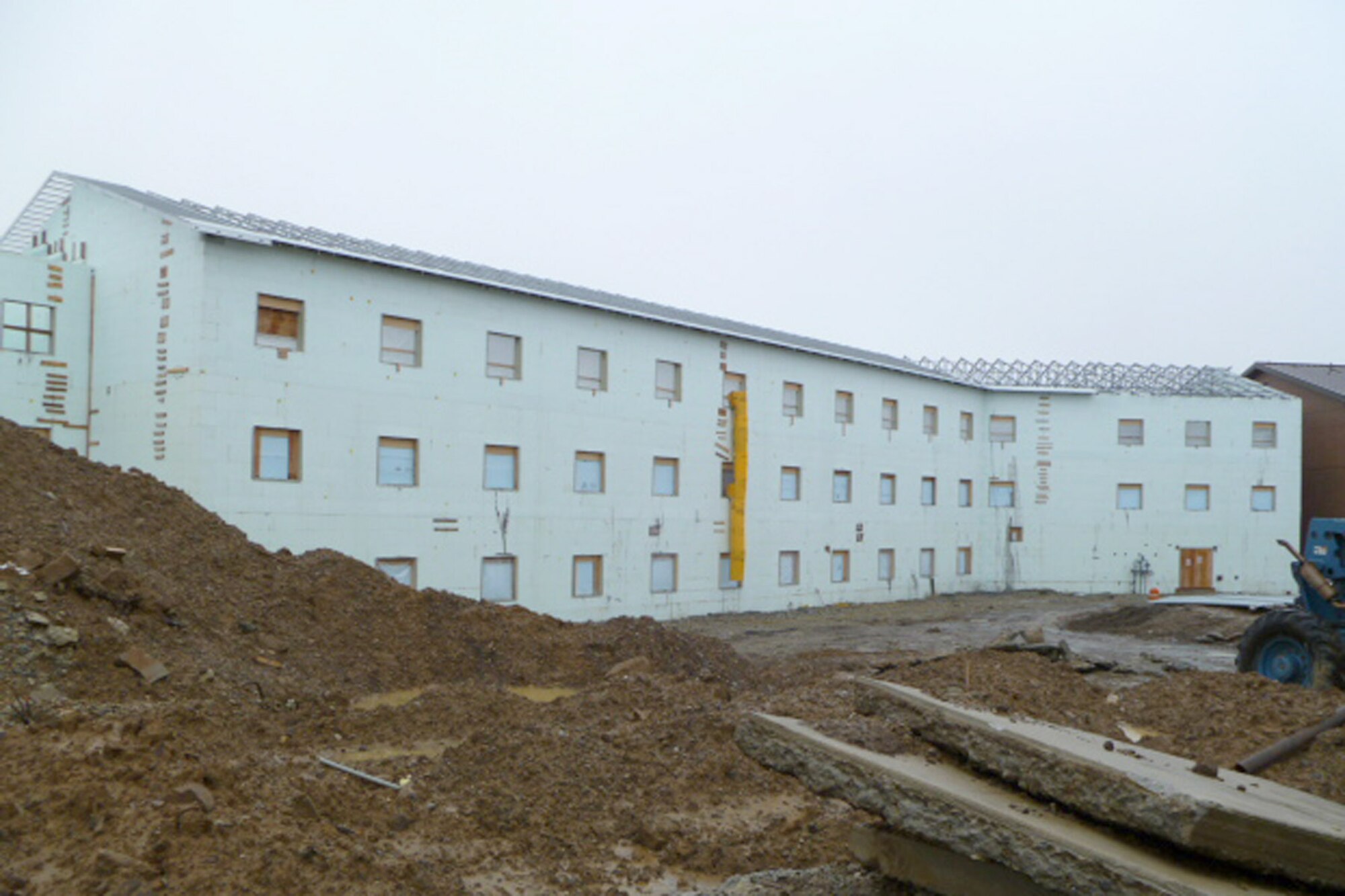 YOUNGSTOWN AIR RESERVE STATION, Ohio -- The 910th Airlift Wing is hosting a construction project that will add an 80-room wing to the Eagle's Nest Lodge here. The project officially known as Phase Two will enable the 910th Force Support Squadron to better serve their large customer base consisting of 910th Citizen Airmen, other Servicemembers and visitors to YARS. Phase Two, pictured in this photo as May 3, 2011, is scheduled for completion in December 2011 and is projected to be open for business in March 2012. Courtesy photo by Mr. Brad Ryczko