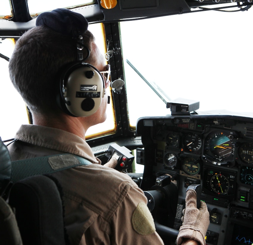 Captain Trip Littleton, a KC-130T Hercules aircraft pilot from Marine Aerial Refueler Transport Squadron 234 and a Fort Worth, Texas, native, pilots his aircraft during a refueling exercise here May 19. The C-130 crew refueled Moroccan jets several times in the air as part of African Lion 2011, a bilateral exercise between the Kingdom of Morocco and the U.S. that involves more than 2,000 U.S. service members and approximately 900 members of the Royal Moroccan Armed Forces.::r::::n::