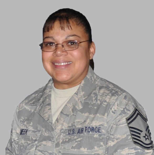 WRIGHT-PATTERSON AIR FORCE BASE, Ohio - Senior Master Sgt. Mahrae Meek has been selected as the Senior Noncommissioned Officer of the Quarter, second quarter.  She’s an assistant superintendent of the aircrew flight equipment assigned to the 445th Operations Support Squadron. 