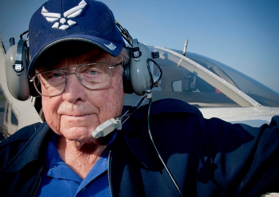 VALDOSTA, Ga.-- Retired Air Force Col. Clarence Parker has been flying for 70 years . He has been an instructor pilot and flew missions during World War II, the Berlin Airlift, the Korean War and the Vietnam War. Colonel Parker has decided to hang up his wings by flying his final flight at the Valdosta Regional Airport on May 20. (U.S. Air Force photo/Airman 1st Class Benjamin Wiseman)(RELEASED)