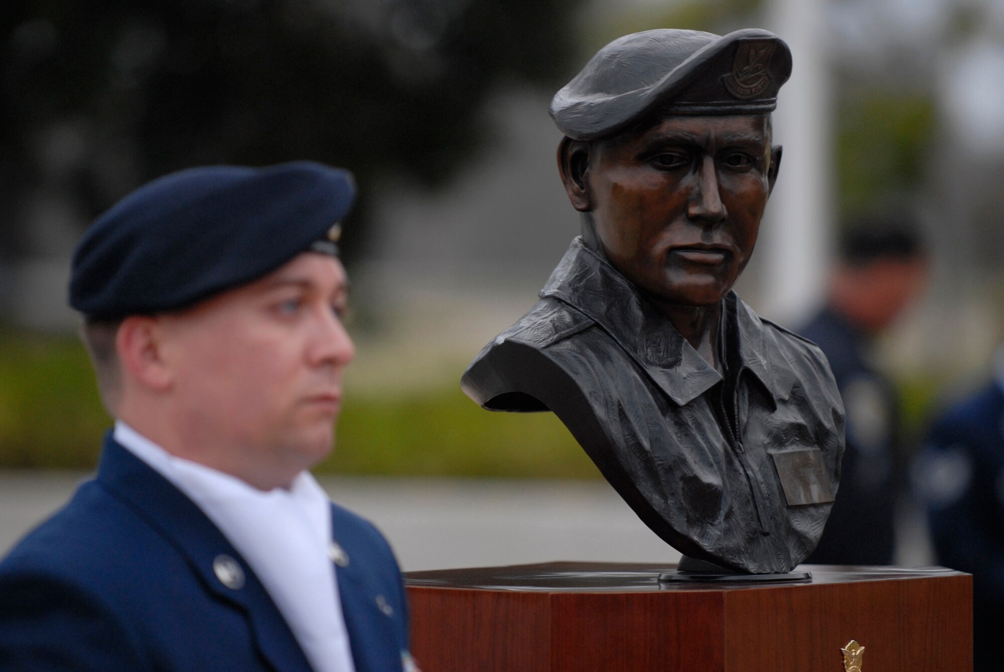 VANDENBERG AIR FORCE BASE, Calif. -- Staff Sgt. Rodney Franken, a 30th Security Forces Squadron member, stands guard during the Candlelight Vigil Ceremony at Missile V here Thursday, May 19, 2011.  The ceremony was held in honor of fallen law enforcement personnel during National Police Week. (U.S. Air Force photo/Staff Sgt. Andrew Satran) 
