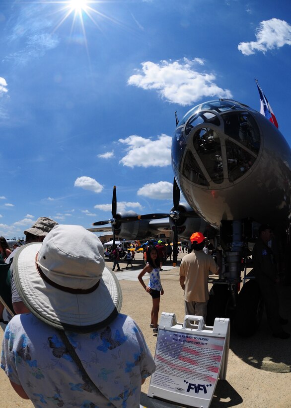 Spectators view a B-29 Superfortress static display at the 2011 Joint Service Open House, Joint Base Andrews, Md., May 21. JSOH affords the public an opportunity to meet the men and women of the Armed Forces and to see military equipment from the Navy, Marines, Army, Air Force and Coast Guard. JSOH is planned and conduct through the efforts of active duty, guard and reserve servicemembers, as well as civilian employees, retirees and family members. (U.S. Air Force photo by Staff Sgt. Nichelle Anderson)
