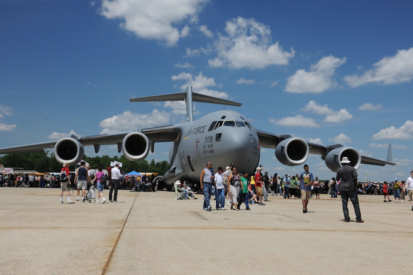 A C-17 Globemaster III is displayed at the 2011 Joint Service Open House May 21. The JSOH affords the public an opportunity to meet the men and women of the Armed Forces and to see military equipment from the Navy, Marines, Army, Air Force and Coast Guard. The JSOH is planned and conducted through the efforts of active duty, guard and reserve servicemembers, as well as civilian employees, retirees and family members. (U.S. Air Force photo by Senior Airman Torey Griffith)