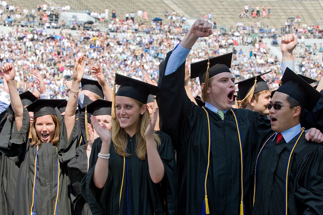 Graduates of the University of Notre Dame class of 2011 celebrate during the conferral of