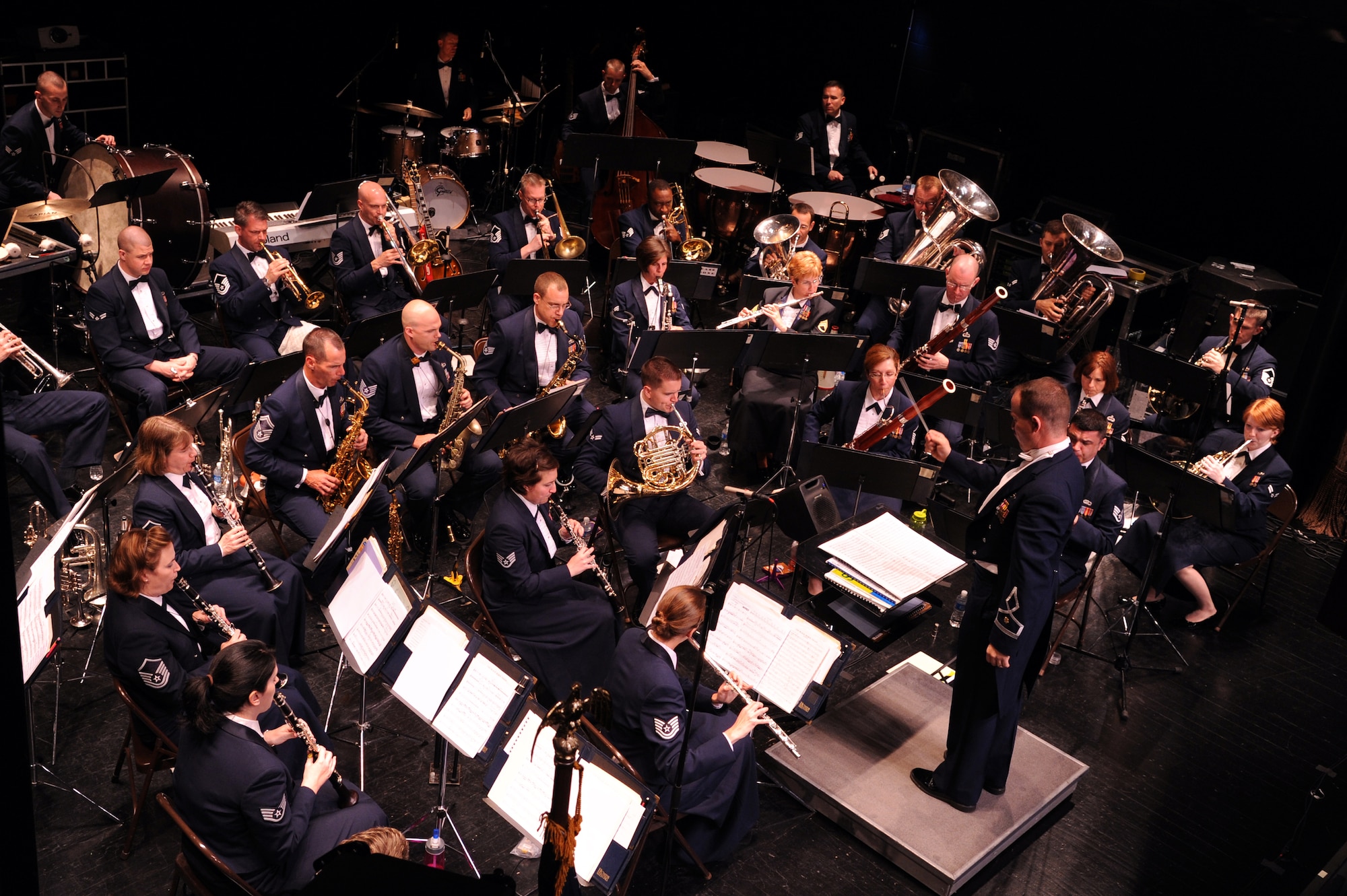 SEYMOUR JOHNSON AIR FORCE BASE, N.C.- The U. S. Air Force Heritage of America Band performs at Paramount Theater for citizens of Goldsboro, May 19, 2011. The band has 45 active duty Airmen that auditioned and were accepted into the band before attending basic military training. (U. S. Air Force photo/Senior Airman Whitney Lambert)