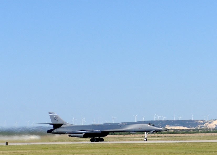 Dyess Air Force Base, Texas--Exercise..Exercise..Exercise A B-1 Bomber takes off here May 16. The 7th Air Expeditionary Wing’s mission is to provide world class Airmen and airpower for the warfighter. (U.S. Air Force photo/ Airman 1st Class Jenifer H. Calhoun)