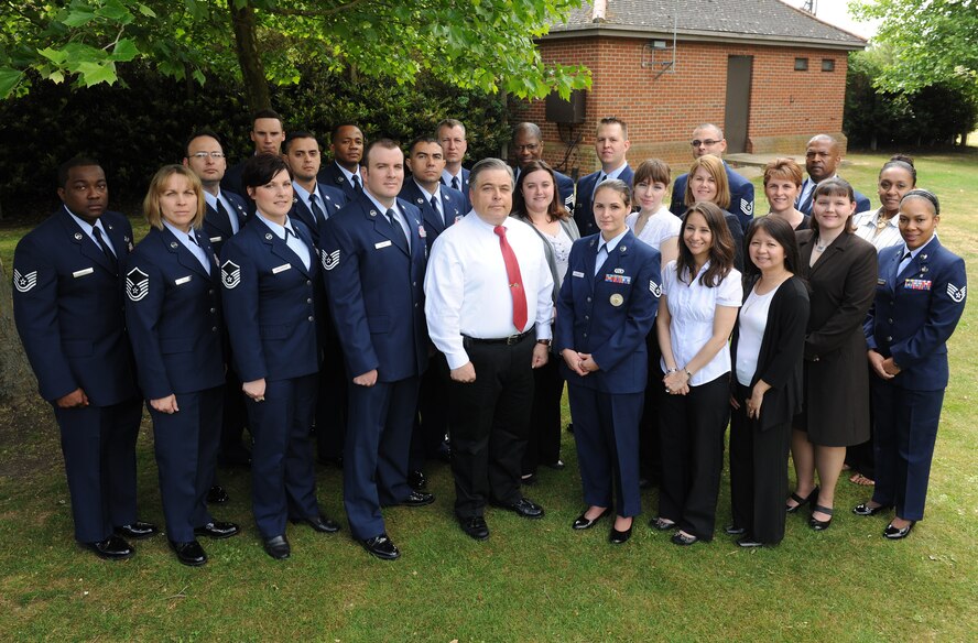 RAF Alconbury, United Kingdom - The tribase recognized recent college graduates in a commencement ceremony held May 20 in the Stukeley Inn. Graduates were presented associ-ates degrees from the Community College of the Air Force, along with bachelors and masters degrees from various colleges and universities. (U.S. Air Force photo by Tech. Sgt John Barton)