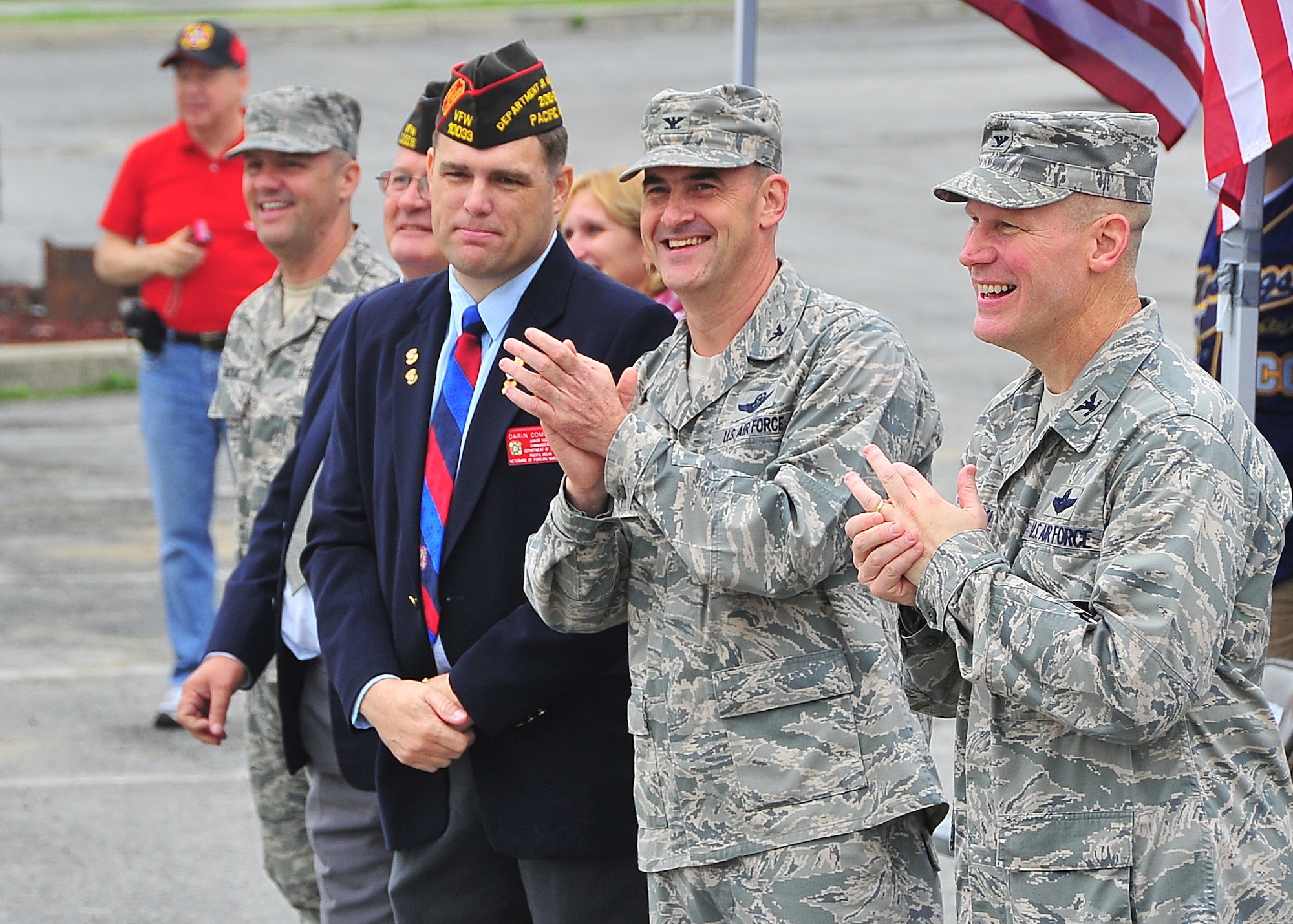 The annual VFW Armed Forces Day Parade was held at Osan Air Base, Republic of Korea, May 21.  Starting at the main gate, more than 25 squadrons and organizations participated, showcasing unit guide-ons and squadron vehicles. (U.S. Air Force Photo by/Staff Sgt. Daylena Gonzalez)